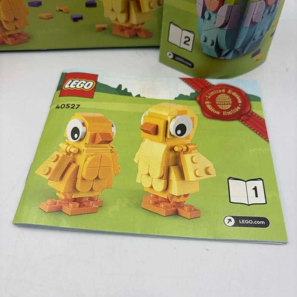 LEGO Easter Sets 40523 & 40527 Easter Rabbits & Easter Chicks Open And Assembled